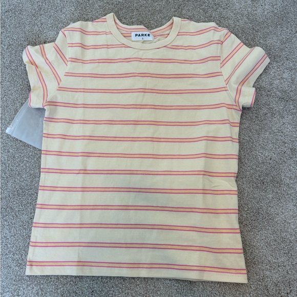 Parke Tops - Parke summerland Women's Cream and Pink Striped Tee